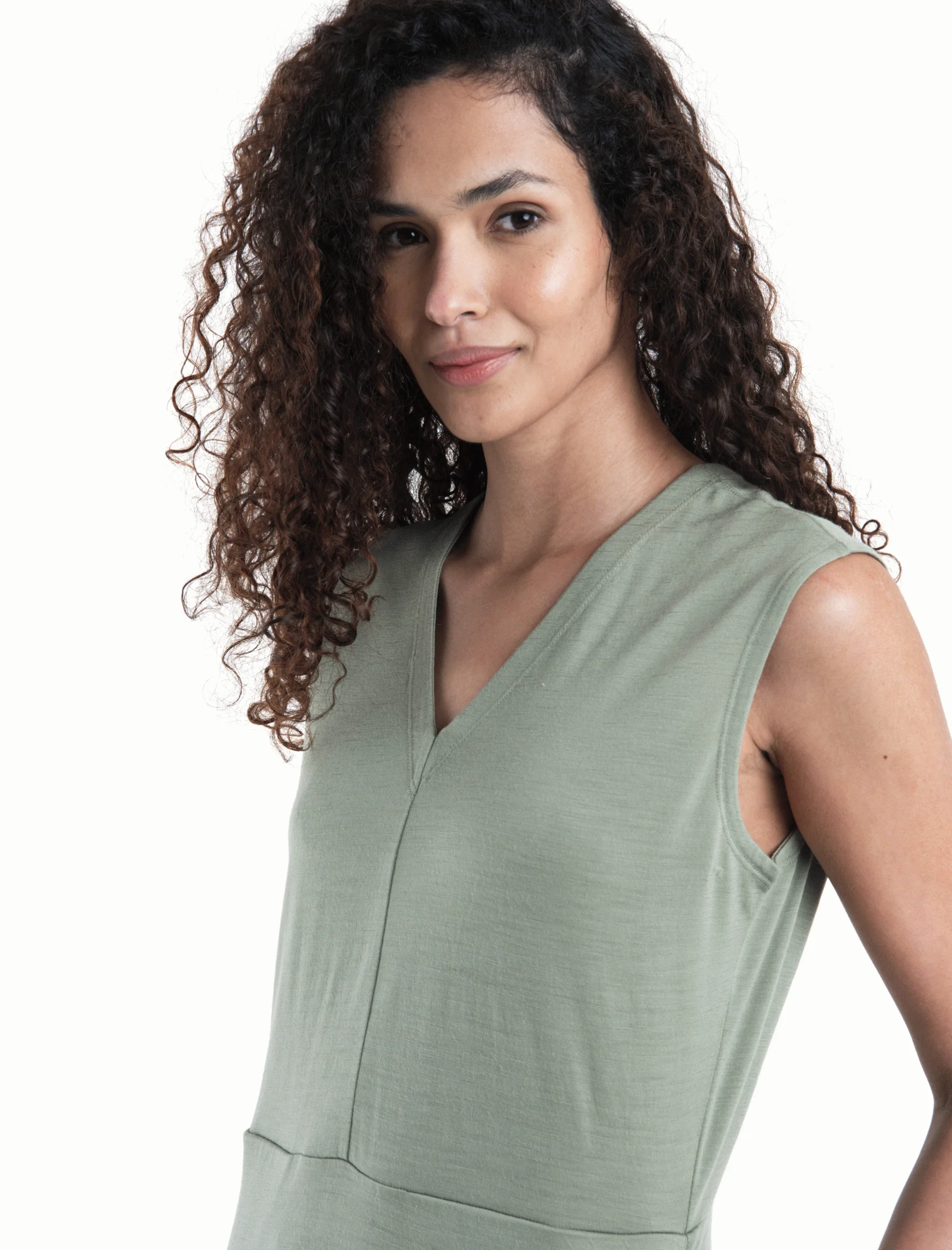 Women Merino 200 Granary Sleeveless V Neck Dress - Image 4