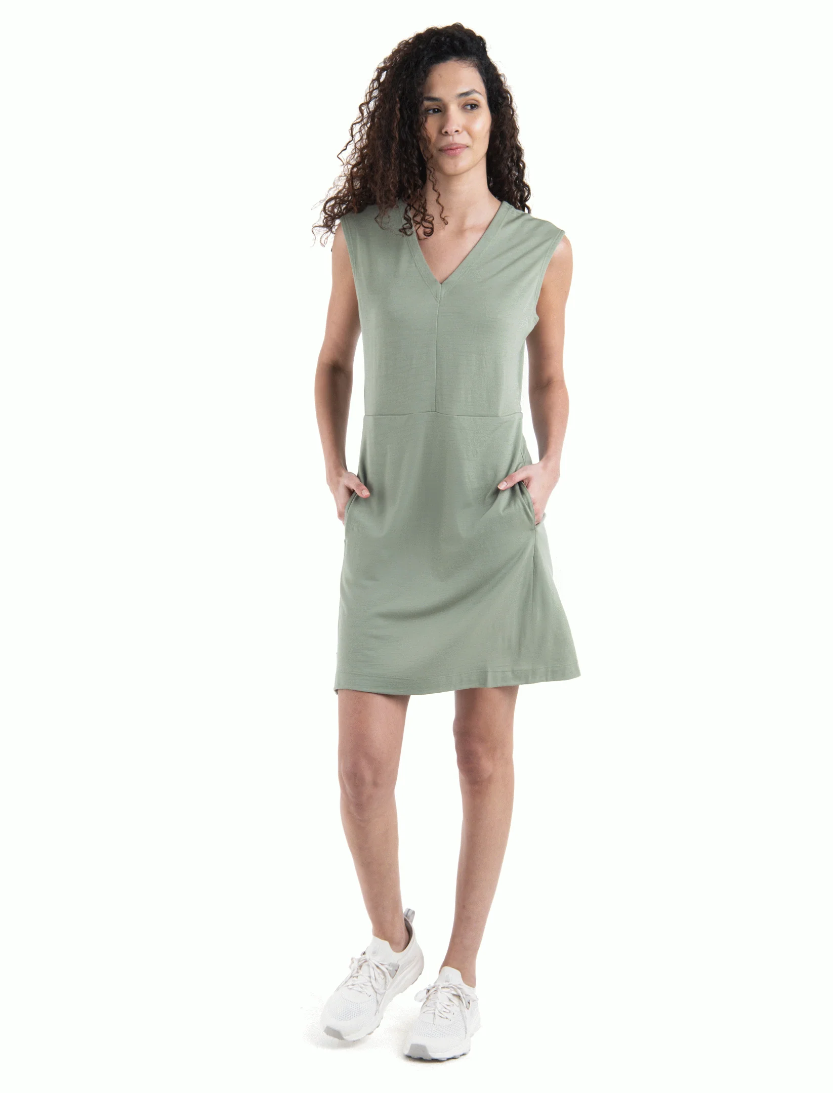 Women Merino 200 Granary Sleeveless V Neck Dress - Image 5